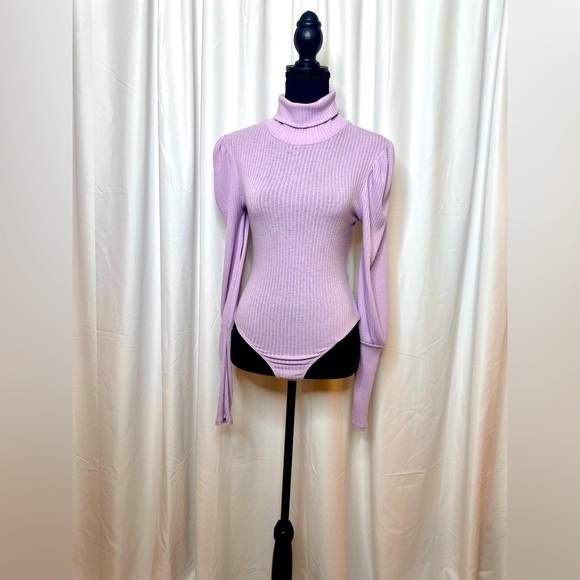 NWOT Lilac Turtleneck Ribbed Bodysuit - Picture 1 of 3
